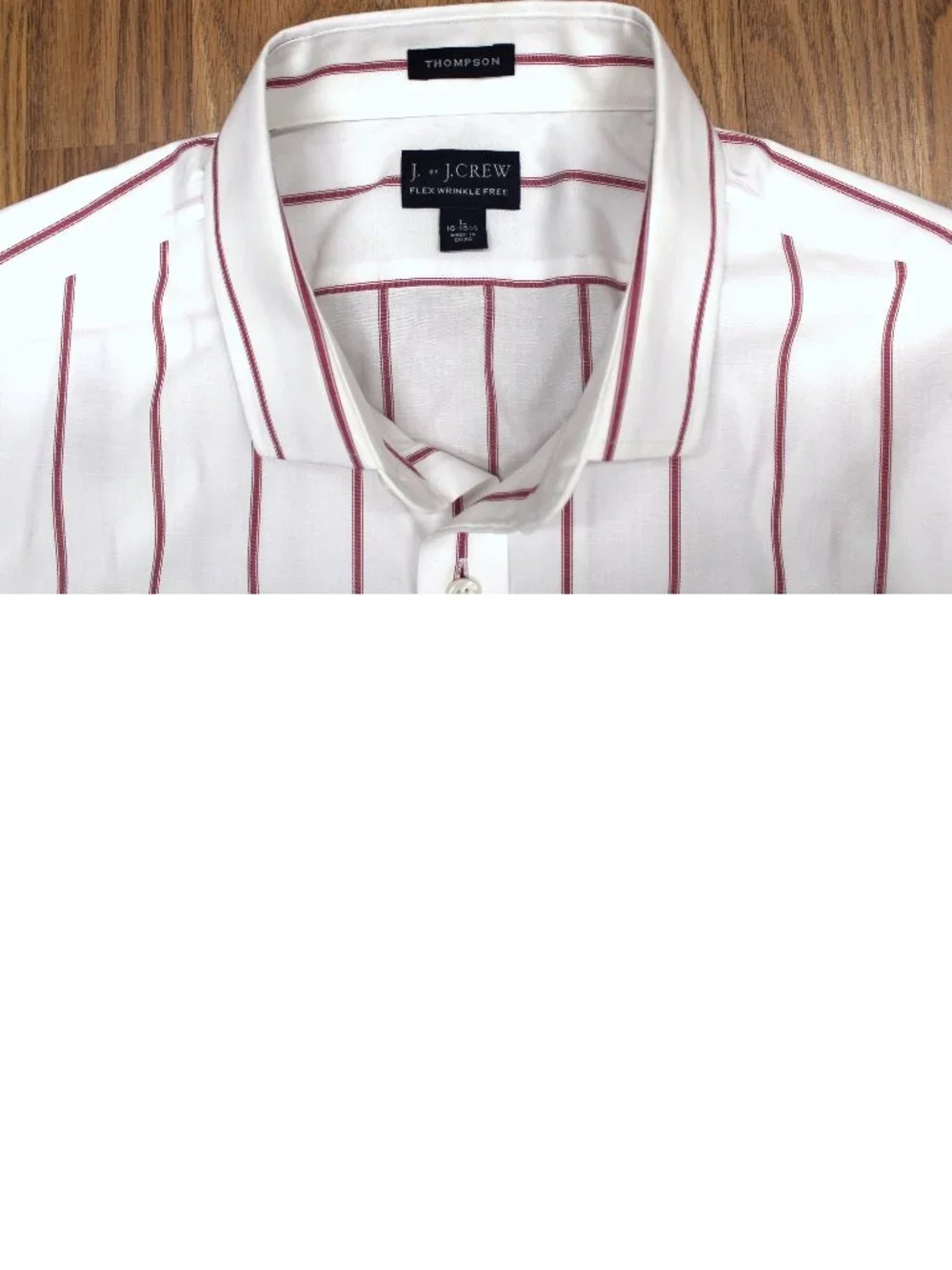 J.CREW THOMPSON REGULAR FIT COTTON/SPANDEX SHIRT DARK RED & WHITE Sz LARGE, L